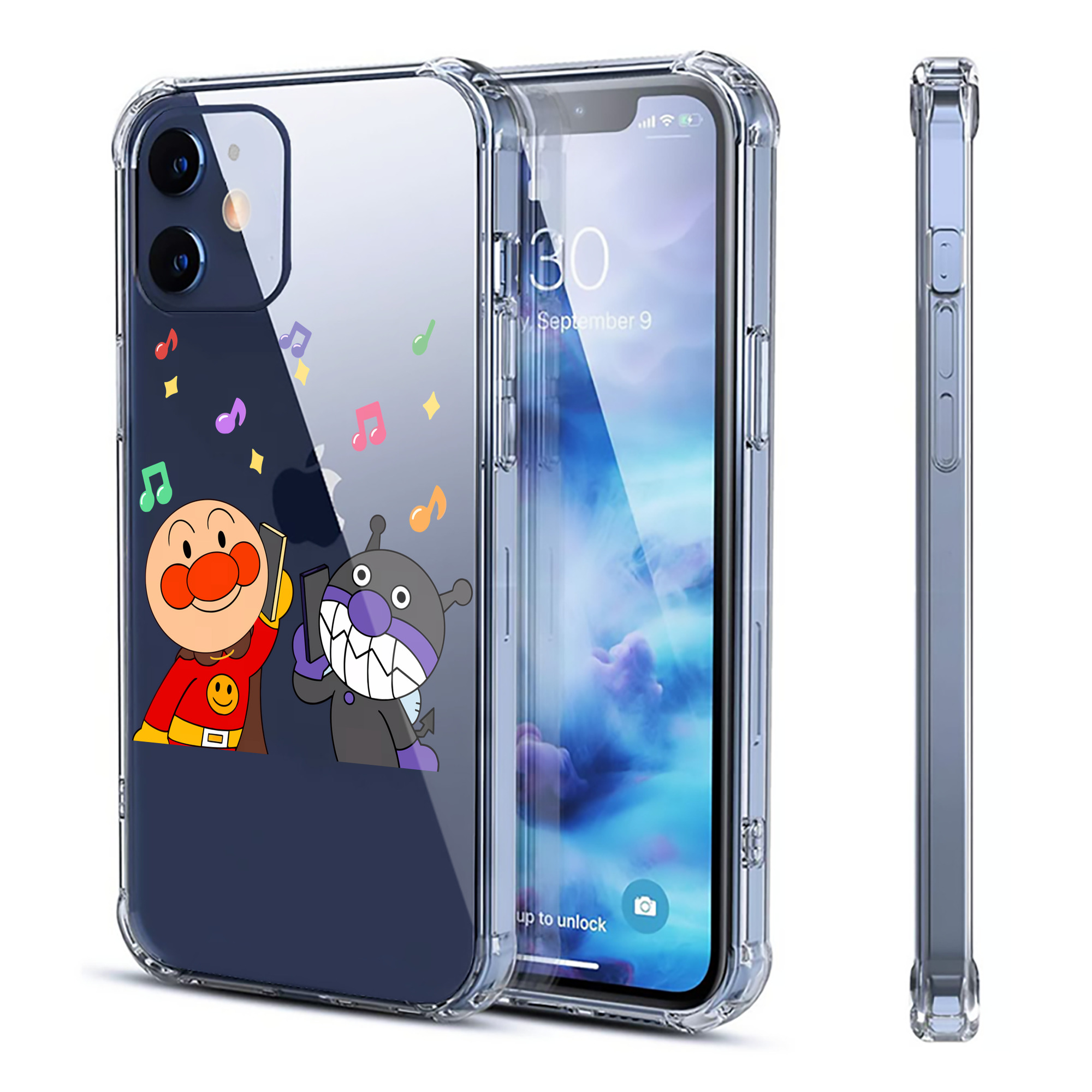 （画像用） アンパンマン Anpanman 【iPhone 12シリーズ対応】透明スマホケース（クリアソフトケース）